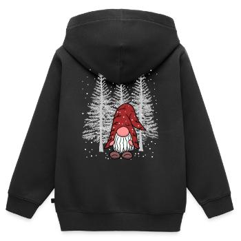 Winter Xmas Wald Wichtel Zwerg Waldbewohner Kind - Kinder Premium Organic Zip Hoodie - Schwarz - Hinten - AI Model Kid Male (0cm)