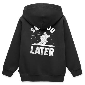 ski - Sweat Premium à capuche zippé enfant bio - noir - Dos - AI Model Kid Male (0cm)