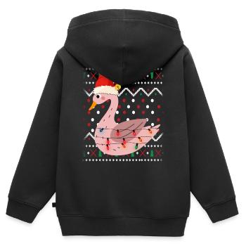 Noël laid de cygne - Sweat Premium à capuche zippé enfant bio - noir - Dos - AI Model Kid Male (0cm)