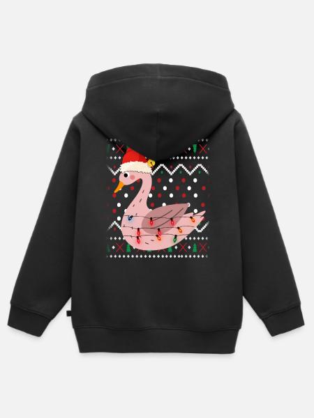 Schwan Ugly Christmas - Kinder Premium Organic Zip Hoodie - Schwarz