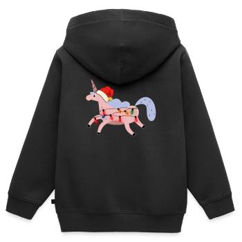 Einhorn Ugly Christmas - Kinder Premium Organic Zip Hoodie - Schwarz - Hinten - AI Model Kid Male (0cm)