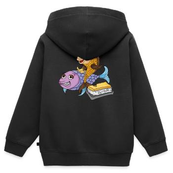 Butter with the fish Low German saying - Kids Premium Organic Zip-up Hoodie - black - Back - AI Model Kid Male (0cm)