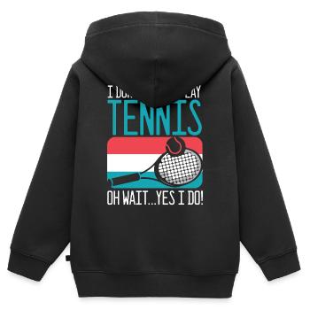 tennis tennisspieler tennisschläger tennisplatz sp - Kinder Premium Organic Zip Hoodie - Schwarz - Hinten - AI Model Kid Male (0cm)