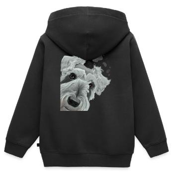 Neugieriger Schnauzer Hund - Kinder Premium Organic Zip Hoodie - Schwarz - Hinten - AI Model Kid Male (0cm)