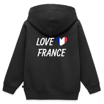 France - Sweat Premium à capuche zippé enfant bio - noir - Dos - AI Model Kid Male (0cm)