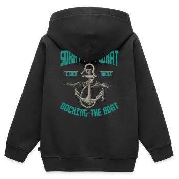 Marin disant, amarrage du bateau, bateau, bateaux, bateau - Sweat Premium à capuche zippé enfant bio - noir - Dos - AI Model Kid Male (0cm)