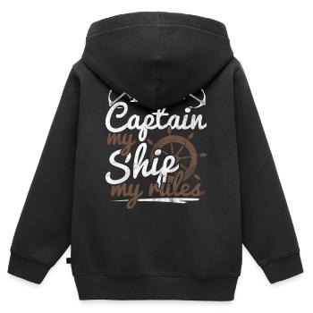 Voilier capitaine mer bateau skipper régate océan - Sweat Premium à capuche zippé enfant bio - noir - Dos - AI Model Kid Male (0cm)