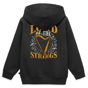 Harfe - Kinder Premium Organic Zip Hoodie - Schwarz - Hinten - AI Model Kid Male (0cm)