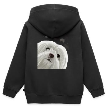 Neugieriger Malteser Hund - Kinder Premium Organic Zip Hoodie - Schwarz - Hinten - AI Model Kid Male (0cm)