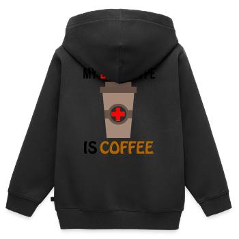 Kaffee, Kaffee, Kaffee, Kaffee, Kaffee, lustig - Kinder Premium Organic Zip Hoodie - Schwarz - Hinten - AI Model Kid Male (0cm)