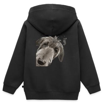 Neugieriger Deerhound Hund - Kinder Premium Organic Zip Hoodie - Schwarz - Hinten - AI Model Kid Male (0cm)