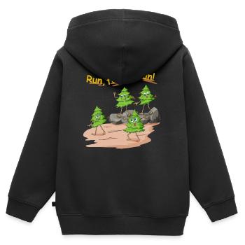Tannenbaum run forest run im Wald als Jogger - Kinder Premium Organic Zip Hoodie - Schwarz - Hinten - AI Model Kid Male (0cm)