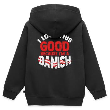 Dänemark - Kinder Premium Organic Zip Hoodie - Schwarz - Hinten - AI Model Kid Male (0cm)
