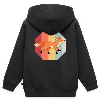 Fuchs - Kinder Premium Organic Zip Hoodie - Schwarz - Hinten - AI Model Kid Male (0cm)