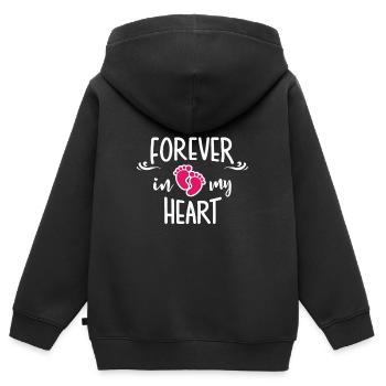 fille morte bébé amour coeur tristesse adieu mort - Sweat Premium à capuche zippé enfant bio - noir - Dos - AI Model Kid Male (0cm)