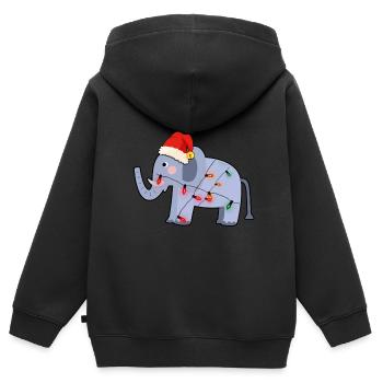 Noël laid d'éléphant - Sweat Premium à capuche zippé enfant bio - noir - Dos - AI Model Kid Male (0cm)
