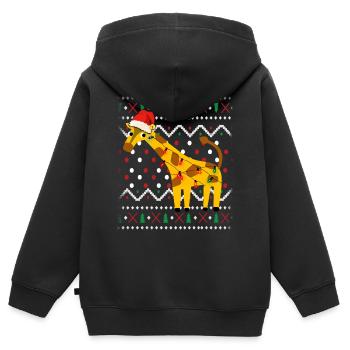 Noël laid girafe - Sweat Premium à capuche zippé enfant bio - noir - Dos - AI Model Kid Male (0cm)