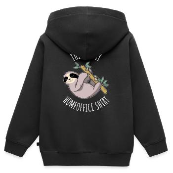 Paresse drôle, chemise de bureau à domicile, disant. - Sweat Premium à capuche zippé enfant bio - noir - Dos - AI Model Kid Male (0cm)