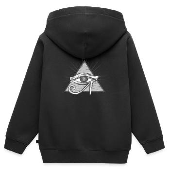 Illuminati Triangle Maçonnique Symbole Conspiration Cadeau - Sweat Premium à capuche zippé enfant bio - noir - Dos - AI Model Kid Male (0cm)