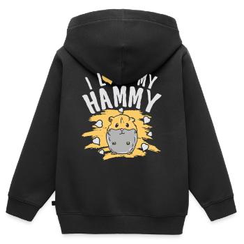 Hamster Liebe Nagetier Pelzig Tierchen Haustier - Kinder Premium Organic Zip Hoodie - Schwarz - Hinten - AI Model Kid Male (0cm)