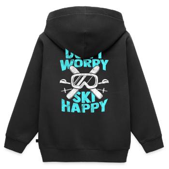 ski - Sweat Premium à capuche zippé enfant bio - noir - Dos - AI Model Kid Male (0cm)