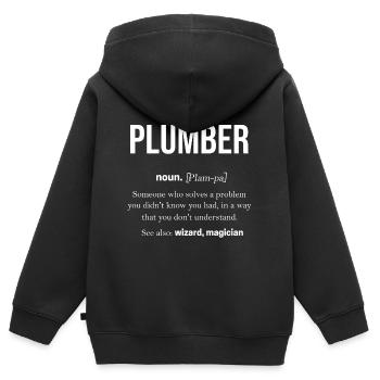 Klempner Sanitär Arbeit Rohr Geschenk - Kinder Premium Organic Zip Hoodie - Schwarz - Hinten - AI Model Kid Male (0cm)
