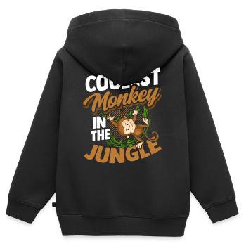 Affe - Kinder Premium Organic Zip Hoodie - Schwarz - Hinten - AI Model Kid Male (0cm)