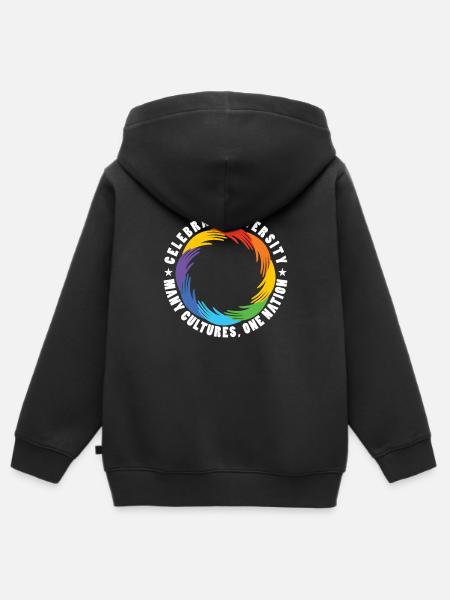 Celebrate Diversity Many Cultures Nation Anti - Kids Premium Organic Zip-up Hoodie - black