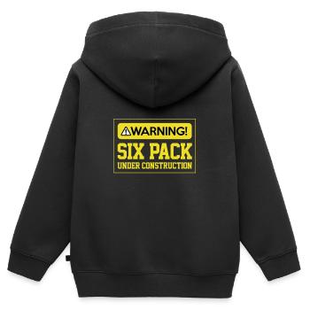 Sixpack Gym Warning Build Muscle - Kids Premium Organic Zip-up Hoodie - black - Back - AI Model Kid Male (0cm)