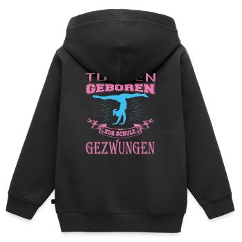 Zum Turnen geboren Zur Schule gezwungen Gymnastik - Kinder Premium Organic Zip Hoodie - Schwarz - Hinten - AI Model Kid Male (0cm)