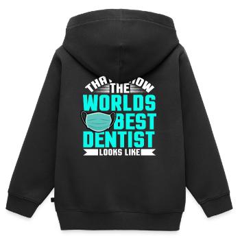 Zahnarzt - Kinder Premium Organic Zip Hoodie - Schwarz - Hinten - AI Model Kid Male (0cm)