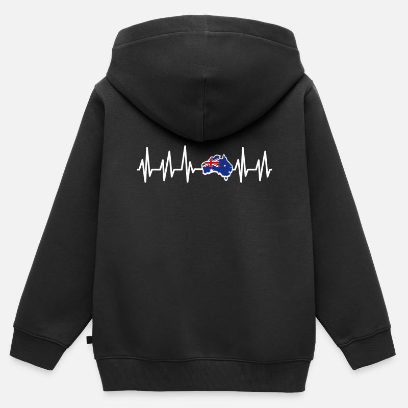 Australie - Sweat Premium à capuche zippé enfant bio - noir