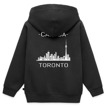 Toits de Toronto - Sweat Premium à capuche zippé enfant bio - noir - Dos - AI Model Kid Male (0cm)
