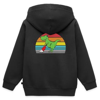 Lustiger T-rex mit Staubsauger - Kinder Premium Organic Zip Hoodie - Schwarz - Hinten - AI Model Kid Male (0cm)