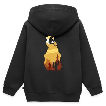 Felsklettern im Vintage-Stil - Kinder Premium Organic Zip Hoodie - Schwarz - Hinten - AI Model Kid Male (0cm)