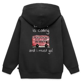 Londres - Sweat Premium à capuche zippé enfant bio - noir - Dos - AI Model Kid Male (0cm)