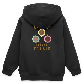 Kaffee, Kaffee, Kaffee, Kaffee, Kaffee, lustig - Kinder Premium Organic Zip Hoodie - Schwarz - Hinten - AI Model Kid Male (0cm)