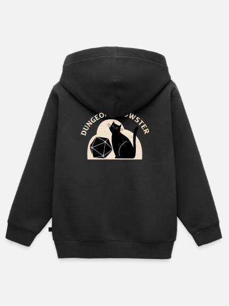 Dungeon Meowster - Premium børne zip-hættetrøje økologisk - sort