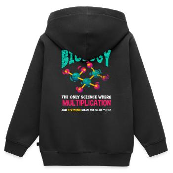Biologie Multiplikation Spruch - Kinder Premium Organic Zip Hoodie - Schwarz - Hinten - AI Model Kid Male (0cm)