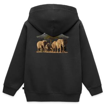Kilimanjaro and elephants in Kenya / Africa - Kids Premium Organic Zip-up Hoodie - black - Back - AI Model Kid Male (0cm)