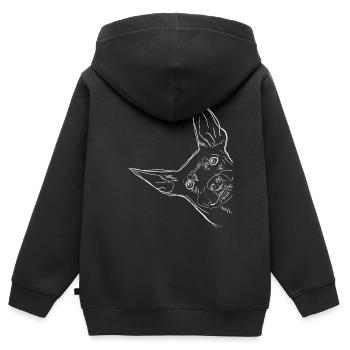Neugieriger Zwergpinscher Hund - Kinder Premium Organic Zip Hoodie - Schwarz - Hinten - AI Model Kid Male (0cm)