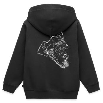 Neugieriger Schnauzer Hund - Kinder Premium Organic Zip Hoodie - Schwarz - Hinten - AI Model Kid Male (0cm)