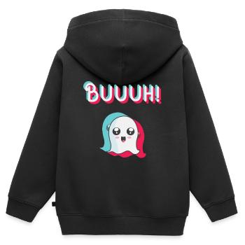 tiktok Geist, Halloween Trend - Kinder Premium Organic Zip Hoodie - Schwarz - Hinten - AI Model Kid Male (0cm)