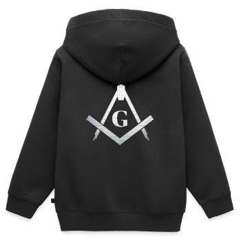 Cadeau de pyramide de conspiration maçonnique de symbole Illuminati - Sweat Premium à capuche zippé enfant bio - noir - Dos - AI Model Kid Male (0cm)
