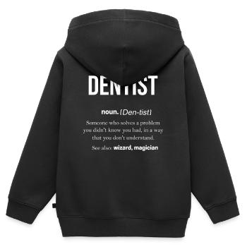 Zahnarzt - Kinder Premium Organic Zip Hoodie - Schwarz - Hinten - AI Model Kid Male (0cm)