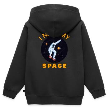 Lustig Lustig Lustig Lustig Lustig Lustig Lustig Lustig - Kinder Premium Organic Zip Hoodie - Schwarz - Hinten - AI Model Kid Male (0cm)