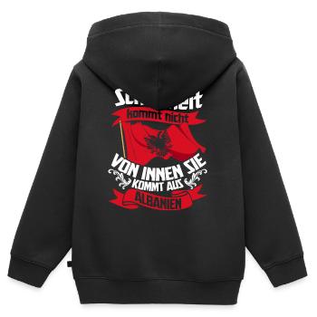 Albanien Kosovo Tirana Balkan Shqip Albaner Flagge - Kinder Premium Organic Zip Hoodie - Schwarz - Hinten - AI Model Kid Male (0cm)