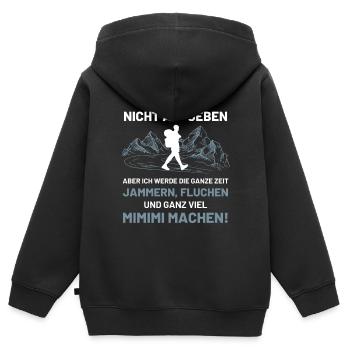 Ich werde nicht aufgeben aber jammern und fluchen - Kinder Premium Organic Zip Hoodie - Schwarz - Hinten - AI Model Kid Male (0cm)