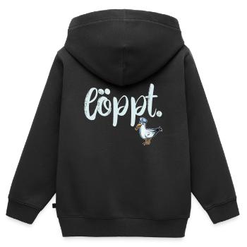 löppt plattdeutsch mit cooler Möwe Geschenk - Kinder Premium Organic Zip Hoodie - Schwarz - Hinten - AI Model Kid Male (0cm)