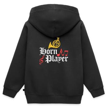 Hornspieler Musiker Konzert Blasmusik - Kinder Premium Organic Zip Hoodie - Schwarz - Hinten - AI Model Kid Male (0cm)